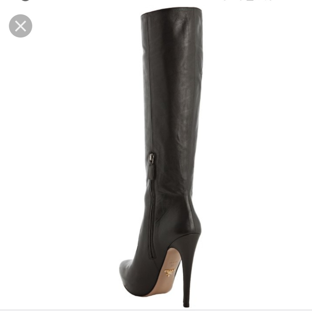 Gorgeous Black leather Prada boots platform 38.5